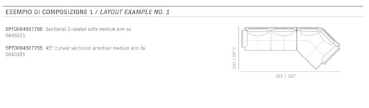 GET BACK - Sectional leather and fabric sofa - composition 1