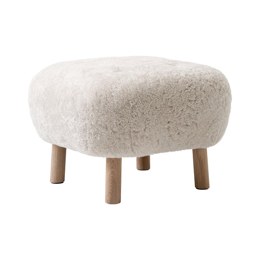 Little Petra ATD1 Pouf by &tradition #Sheepskin Moonlight/White Oiled Oak
