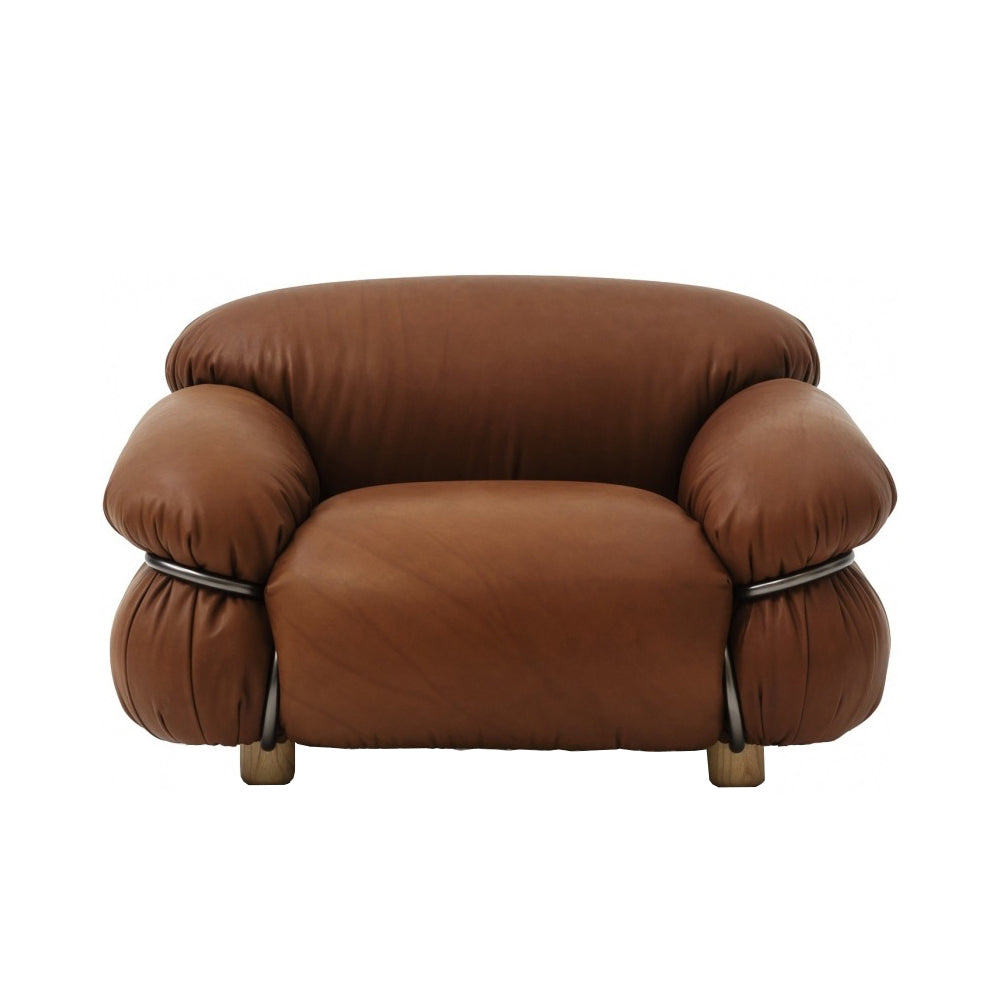 SESANN - Leather armchair with armrests