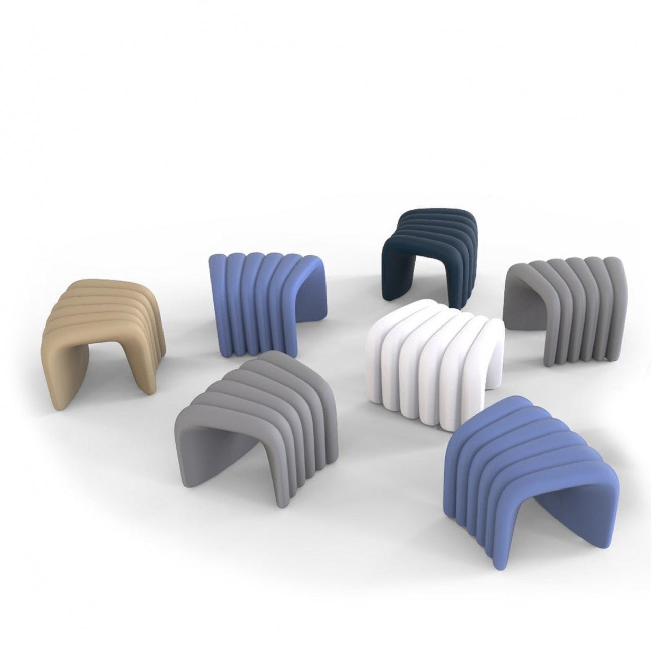 RIVER SNAKE - Polyurethane stool with linking device with fire retardant padding