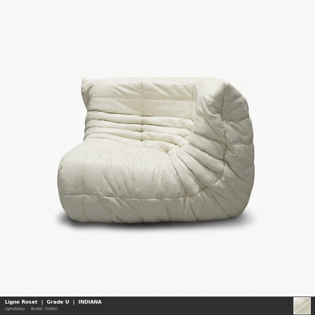 TOGO CORNER SEAT - Corner leather armchair with removable cover | Ligne Roset | Upholstery | Leather | U | INDIANA | BLANC (5090)