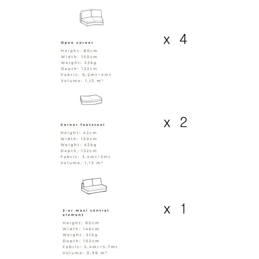 LOMAN - Sectional curved sofa (Upholstery Material - Everest)