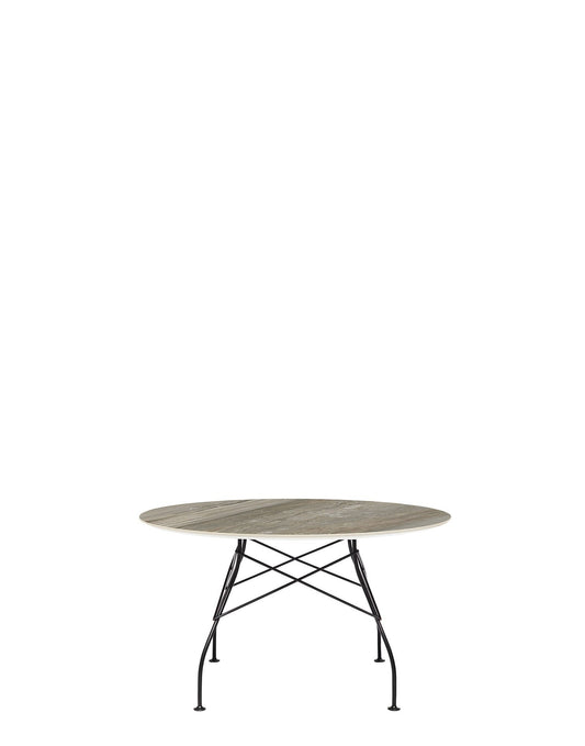 Glossy Round Table by Kartell #TROPICAL GREY/MATT BLACK PAINTEED STEEL/