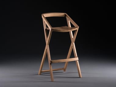 7 - Solid wood barstool with footrest by Artisan