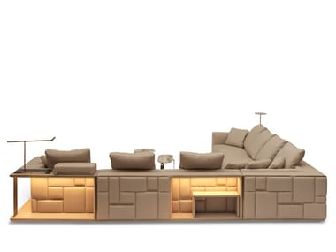 BABYLON RACK - Modular leather sofa by Visionnaire