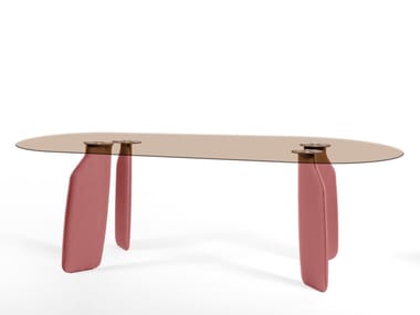BAVARESK OVAL - Oval glass dining table by Dante - Goods And Bads