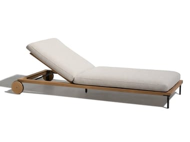 CLEOSOFT-WOOD - Teak sun lounger with castors by Talenti