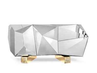 DIAMOND PYRITE - Stainless steel sideboard with doors by Boca do Lobo