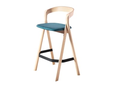 DIVERGE - High wooden stool with footrest by Miniforms