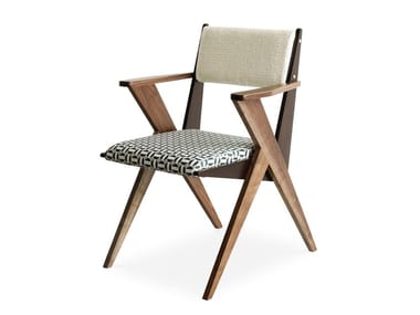 FEDERICO - Upholstered walnut chair with armrests by Essential Home