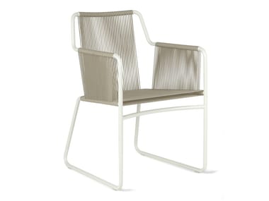 HARP 359 - Sled base stainless steel garden chair with armrests by RODA