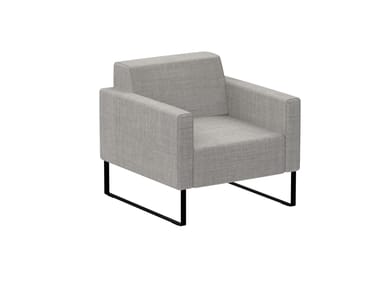TETRIS - Sled base fabric armchair with armrests by Inclass