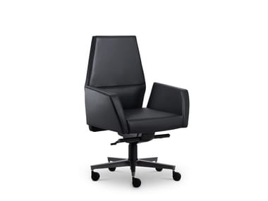 KEFA - Medium back leather executive chair with armrests with castors by I 4 Mariani