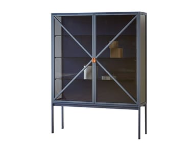 KRAMER - Glass highboard with doors with integrated lighting by Miniforms