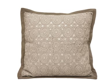 LACE - Square geometric leather cushion by Longhi