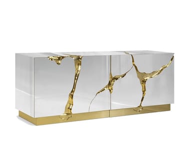 LAPIAZ - Stainless steel sideboard with mirrored door by Boca do Lobo