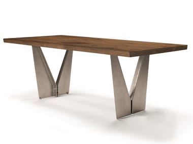 LEONARDO L640N/180L - Rectangular metal and walnut table by Arte Brotto