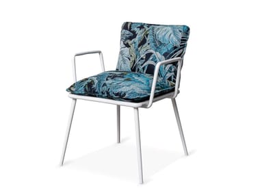 LIPARI - Upholstered fabric garden chair with armrests by Sicis