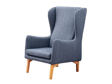 LOUISE - Bergere upholstered leather armchair by Miniforms