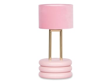 MARSHMALLOW - Table lamp with velvet lampshade and wooden base by Royal Stranger