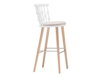 NUB BQ1452 / BQ1453 - High beech stool with integrated cushion by Andreu World