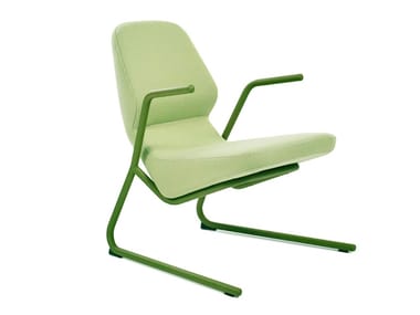 OBLIQUE - Cantilever garden fabric easy chair with armrests by Prostoria