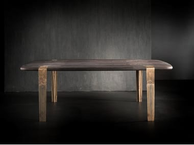 OXYMORON - Solid wood table with brass legs by Henge