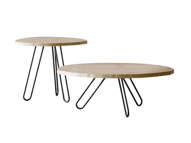 PORCINO - Round oak coffee table by Miniforms