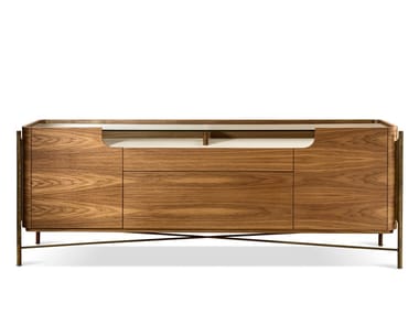 SHANGHAI - Walnut sideboard with doors by Cantori
