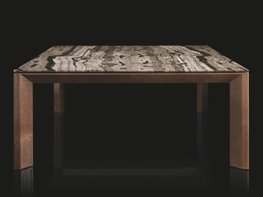 SOPRANO - Rectangular solid wood table with stone top by Henge