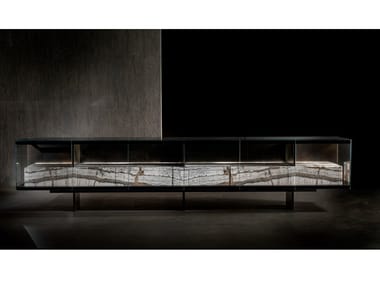 TEKE - Glass sideboard with stone interiors by Henge