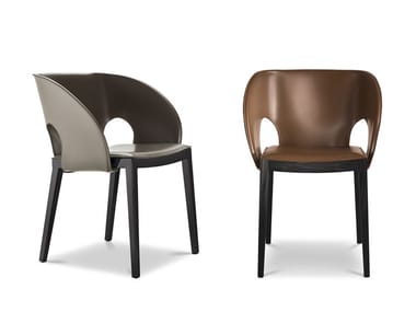 VOILE - Tanned leather chair with armrests by I 4 Mariani