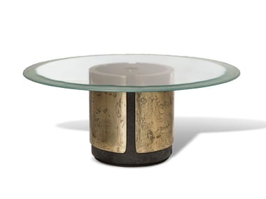 AMOS - Round sandblasted glass dining table by Visionnaire