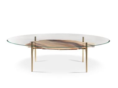 ARKADY - Oval tempered glass living room table by Visionnaire