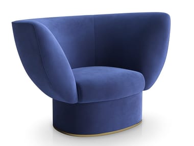 TULIPA - Velvet armchair with armrests by Sicis