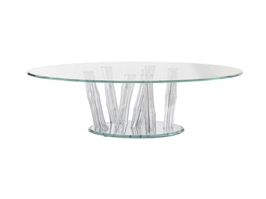 BAMBOO - Round glass coffee table for living room by Reflex