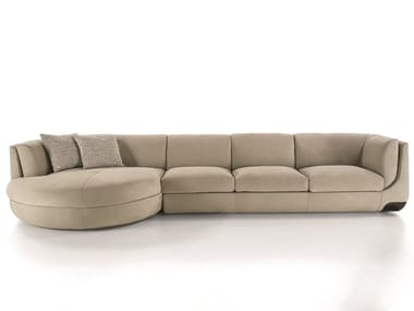 BRAVERY - Leather and fabric sofa with chaise longue by Longhi
