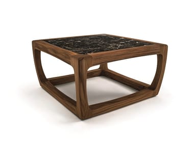 BUNGALOW - Square solid wood coffee table with marble top by Riva 1920