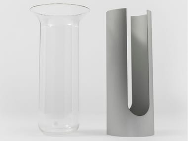 CAMICIA A - Glass and aluminium vase by Danese Milano