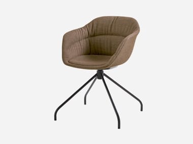 TAIA - Upholstered trestle-based fabric chair with armrests by Inclass