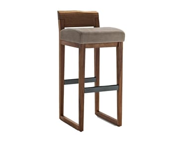 DINO - High sled base solid wood stool with footrest by Riva 1920