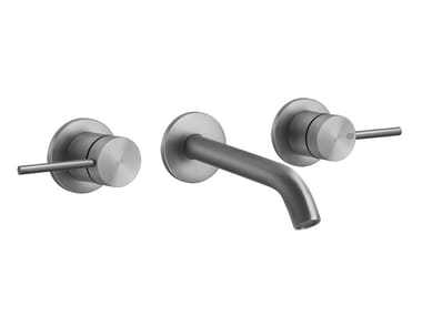 FLESSA - 3 hole wall-mounted stainless steel washbasin mixer by Gessi