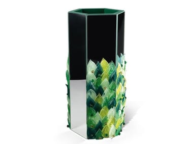 FOGLIA - Murano glass and mirrored glass vase by Visionnaire
