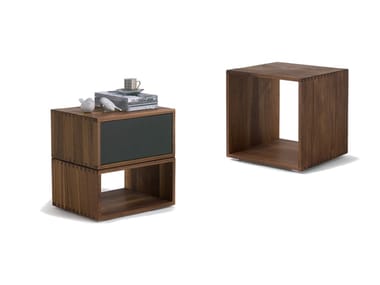 FREEDOM - Square solid wood bedside table with drawers by Riva 1920
