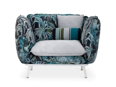 LIPARI - Fabric garden armchair with removable cover with armrests by Sicis