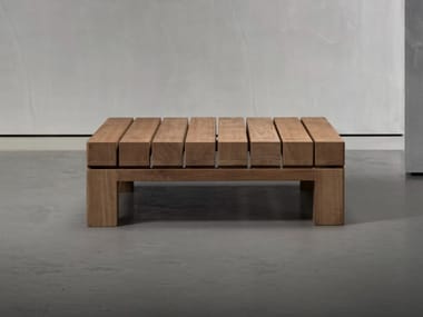 BENTE - Low square wooden garden side table by Piet Boon