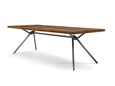 IRON LIGHT SQUARED - Rectangular table with solid wood top and iron base by Riva 1920