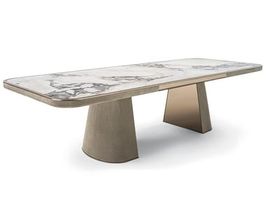JOURNEY - Rectangular marble table by Longhi