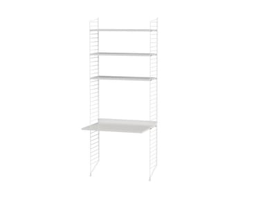 KIDS ROOM C / WORKSPACE A - Powder coated steel Kids writing desk with bookcase by String Furniture