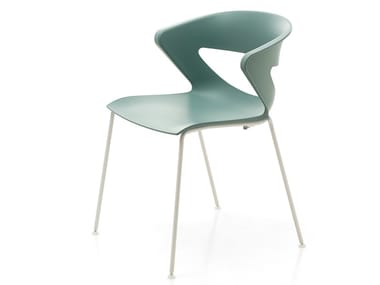 KICCA - Open back plastic chair with linking device by Kastel